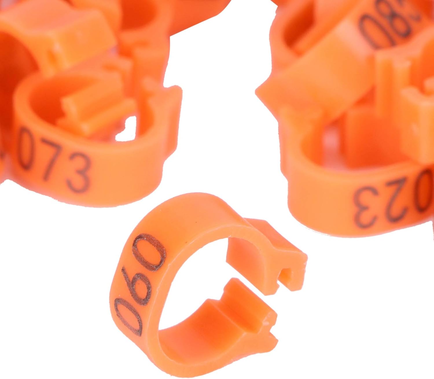 Fydun 100 anillos de pie de pájaros, número de identificación de pierna Ba aves de corral Clip RingOrange (naranja)