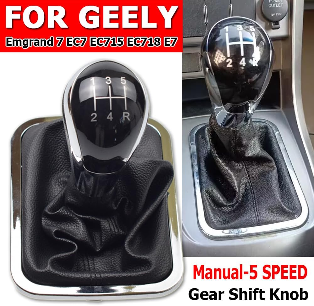 Hacreyatu Pomo de palanca de cambios Pomo de cambio Bota para Geely Emgrand 7 EC7 EC715 EC718 E7