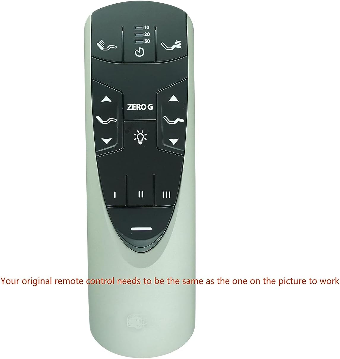 Mando a distancia de repuesto para base de cama ajustable TEMPUR Zero-G Gold Base RF358A (tu control remoto original debe ser el mismo que el de la