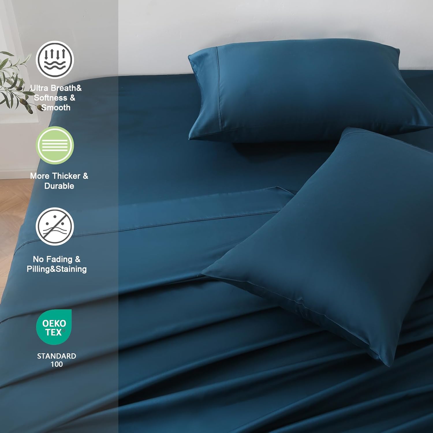 Bedlifes Sábanas refrescantes de 800 hilos 100% algodón egipcio, sábanas refrescantes suaves y transpirables de tejido satinado, sábanas de hotel de