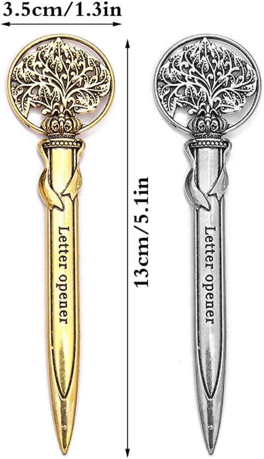 JKJF 2 piezas de abrecartas abrecartas abrecartas de metal cortadora de sobres para oficina en casa escuela – plata y oro