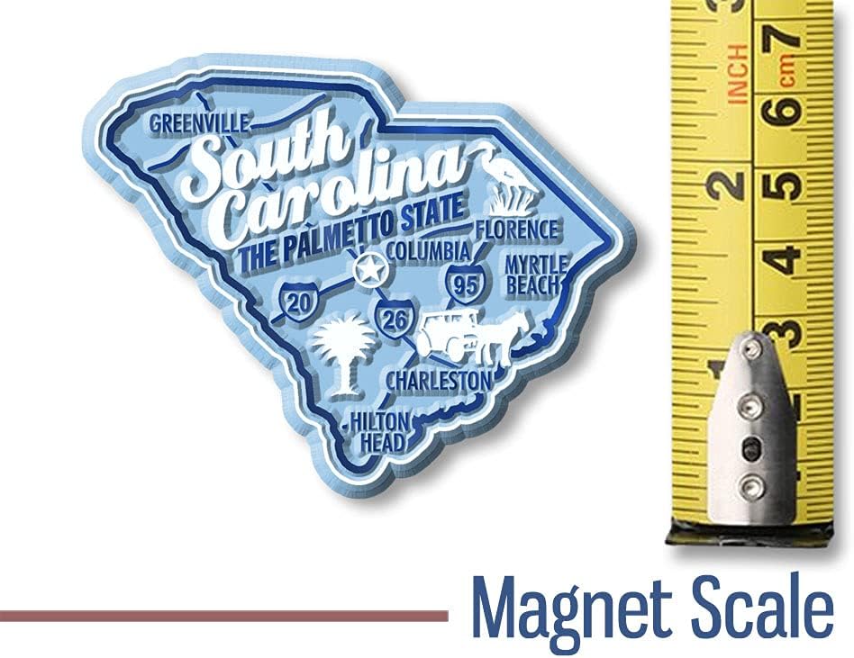 Classic Magnets – Imán estatal de Carolina del Sur de 2.9 x 2.3 pulgadas, recuerdos coleccionables fabricados en los Estados Unidos