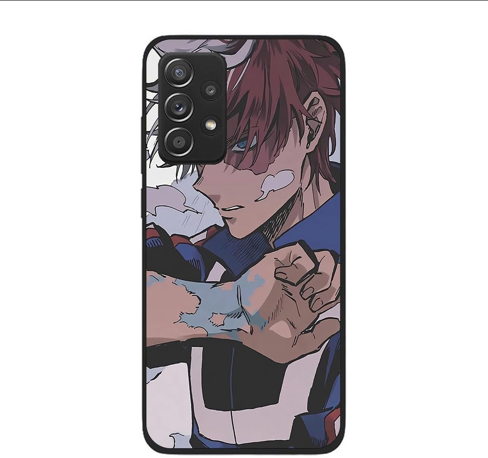 Negro Delgado Suave Mate Durable Caucho Silicona TPU Fundas Fit Funda para Samsung Galaxy A52 5G Todoroki Shoto Anime Japón 04