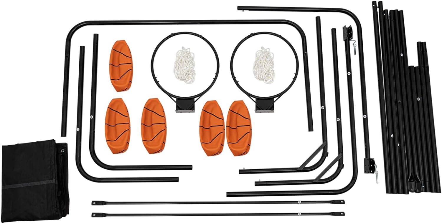 Juego de baloncesto Pop a Shot, arcada de baloncesto de doble disparo con marcador electrónico LED, temporizador y 5 pelotas de baloncesto, juego de