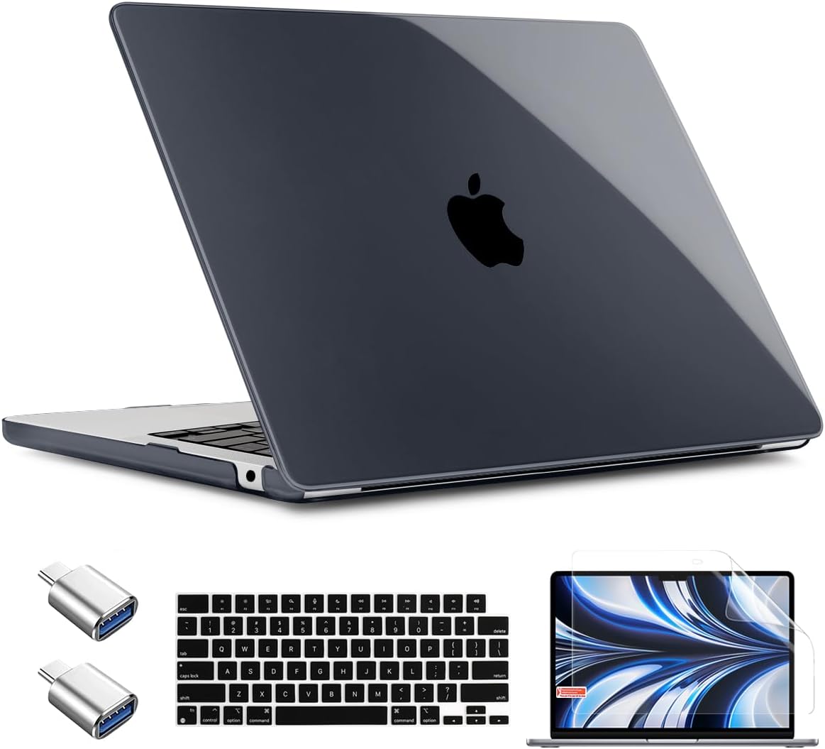 Compatible con MacBook Air 15 pulgadas 2024 2023 Release M3 A3114 M2 A2941, carcasa rígida y cubierta de teclado, protector de pantalla y adaptador