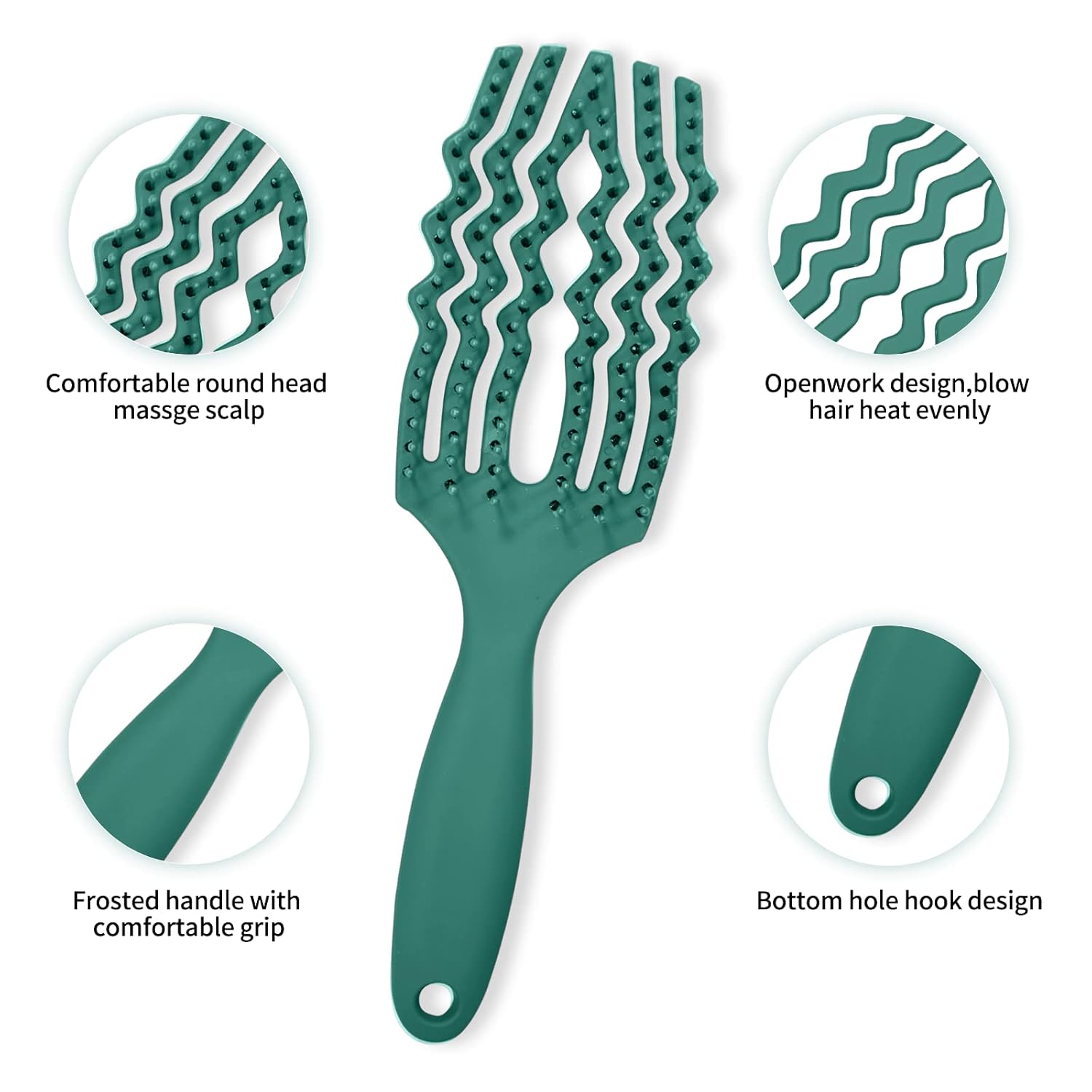 Cepillo de peinado profesional, diseño ventilado y cerdas ultra suaves flexibles de calor son seguras para secar con soplado con mango ergonómico