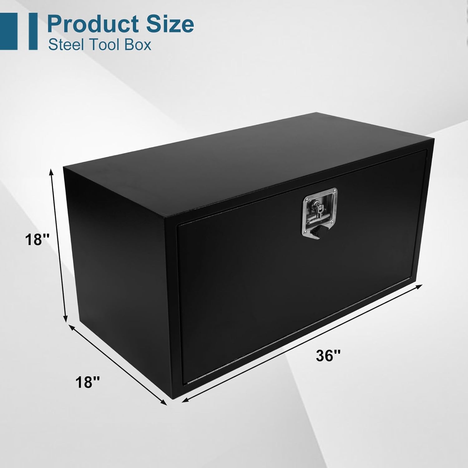 Caja de acero para camión de 36 x 18 x 18 pulgadas, caja de herramientas de acero resistente negro, caja de herramientas para camioneta, organizador