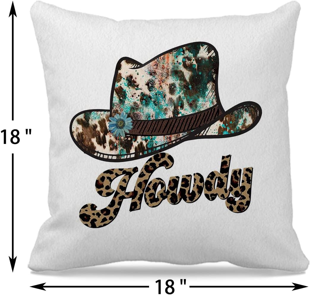 GICHUGI Just A Small Town Girl – Funda de almohada decorativa con sombrero de vaquera de leopardo Howdy para el hogar occidental, dormitorio,
