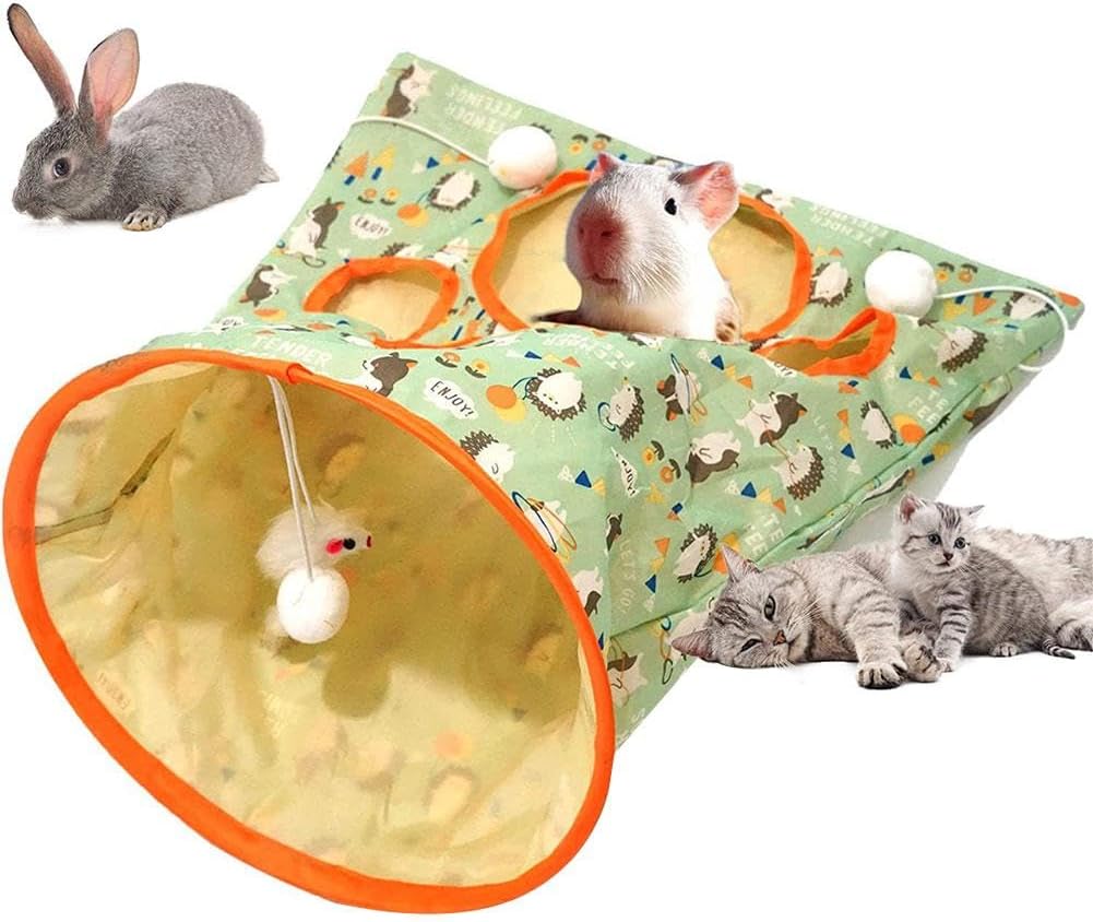 Bolsas de túnel para gatos de interior, túnel de tubo de gato aburrido, juguetes autointeractivos para gatos con bola de felpa, bolsa de taladro