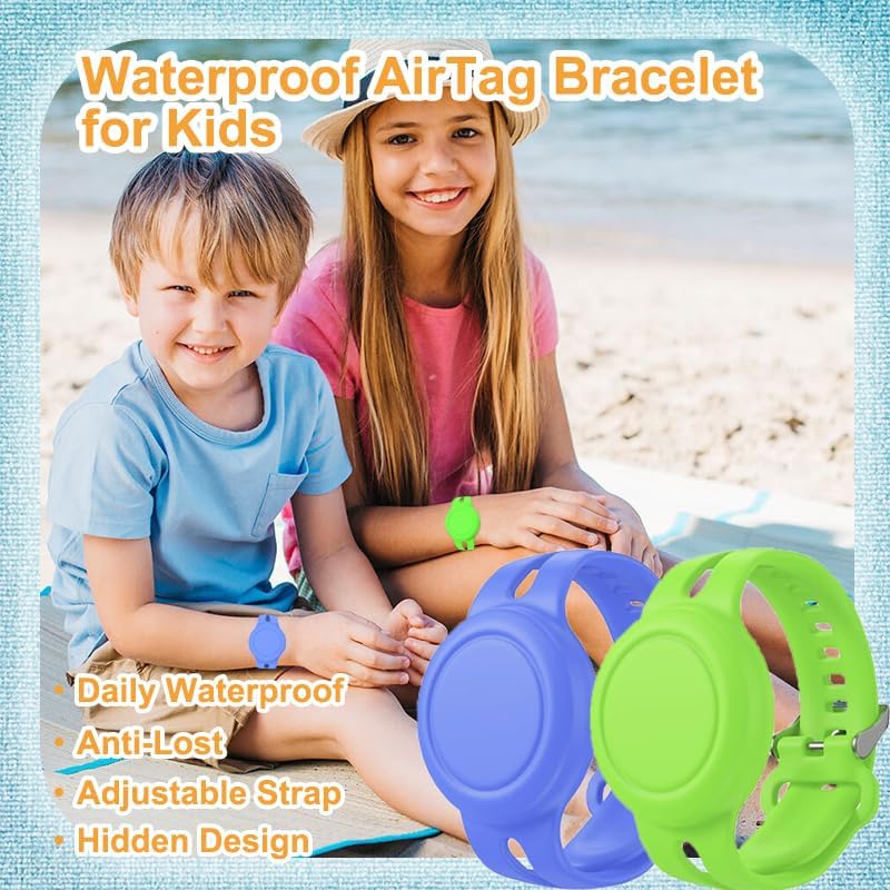 Paquete de 4 pulseras impermeables para AirTag para niños, funda de silicona oculta para Apple AirTag, funda protectora para Air Tag GPS, correa de