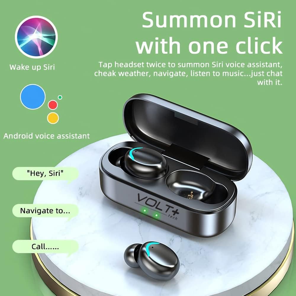 Slim Travel Wireless V5.3 Earbuds Compatible with Xiaomi Mi 4 Updated Micro Thin Case with Quad Mic 8D Bass IPX4 WaterproofSweatproof (Black)