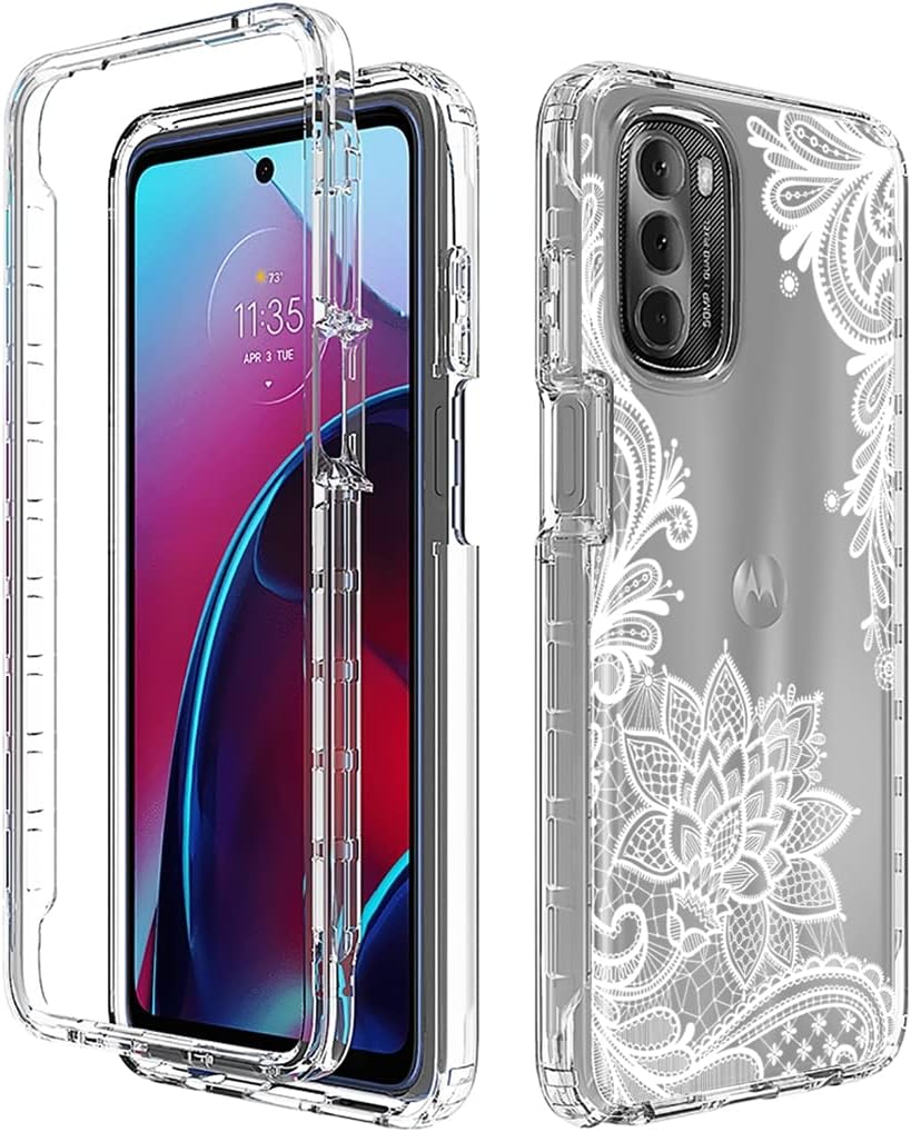 Funda para Moto G Stylus 2022 4G, XT2211 con protector de pantalla de vidrio templado, funda protectora de cuerpo completo con bonito patrón de