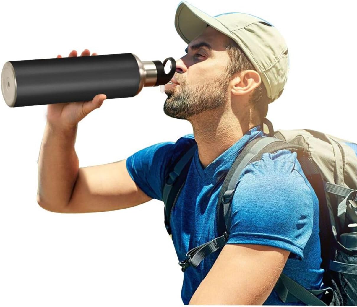 xigua Botella de agua deportiva aislada de acero inoxidable de 22 onzas con tapa de popote, botellas térmicas a prueba de fugas para mantener el
