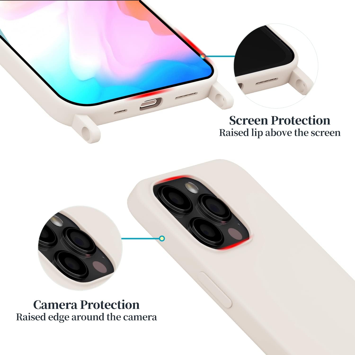 VooDirop Funda compatible con iPhone 15 Pro Max con cordón, funda cruzada para iPhone con correa ajustable a prueba de golpes, protección contra