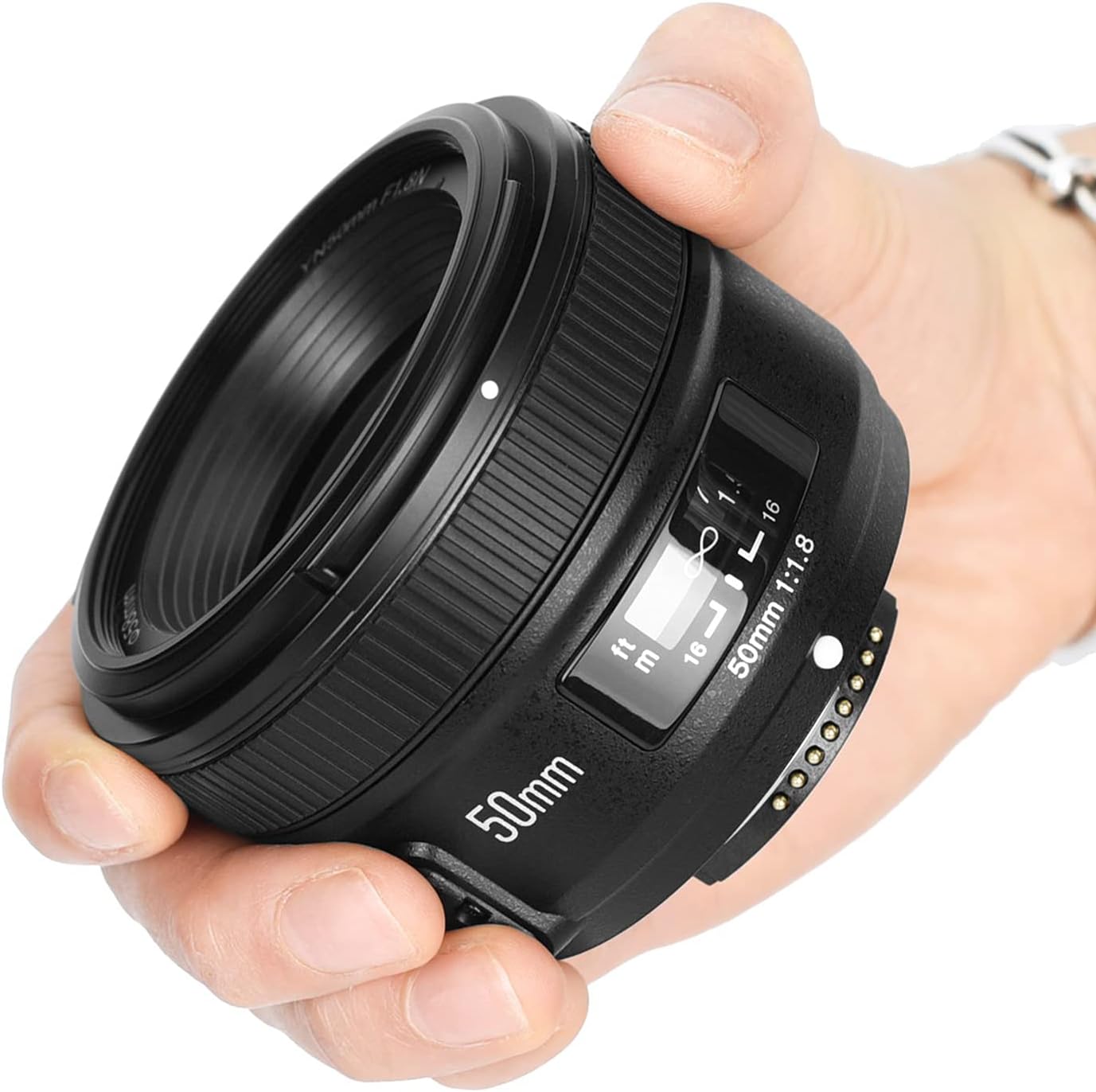 YONGNUO YN50mm F1.8, lente de enfoque automático estándar Prime para cámaras Nikon Full Frame SLR F Mount Negro