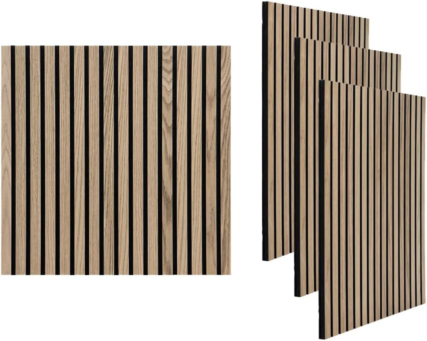 4 paneles acústicos de listones de madera 3D para decoración de paredes interiores, panel de madera estriada, tablero trasero de fieltro