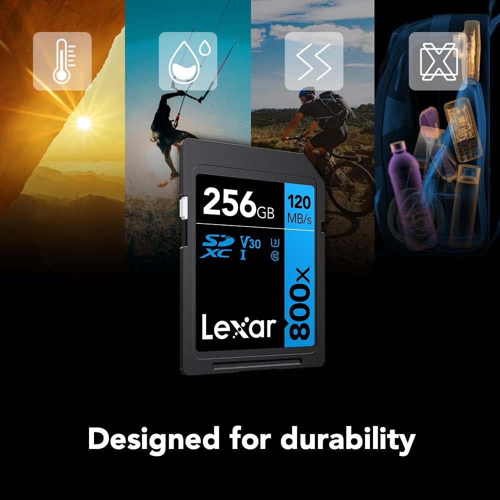 Lexar Tarjeta de memoria SDXC UHS-I de 800 x 128 GB de alto rendimiento, C10, U3, V30, video Full HD y 4K, lectura de hasta 120 MBs, para cámaras de