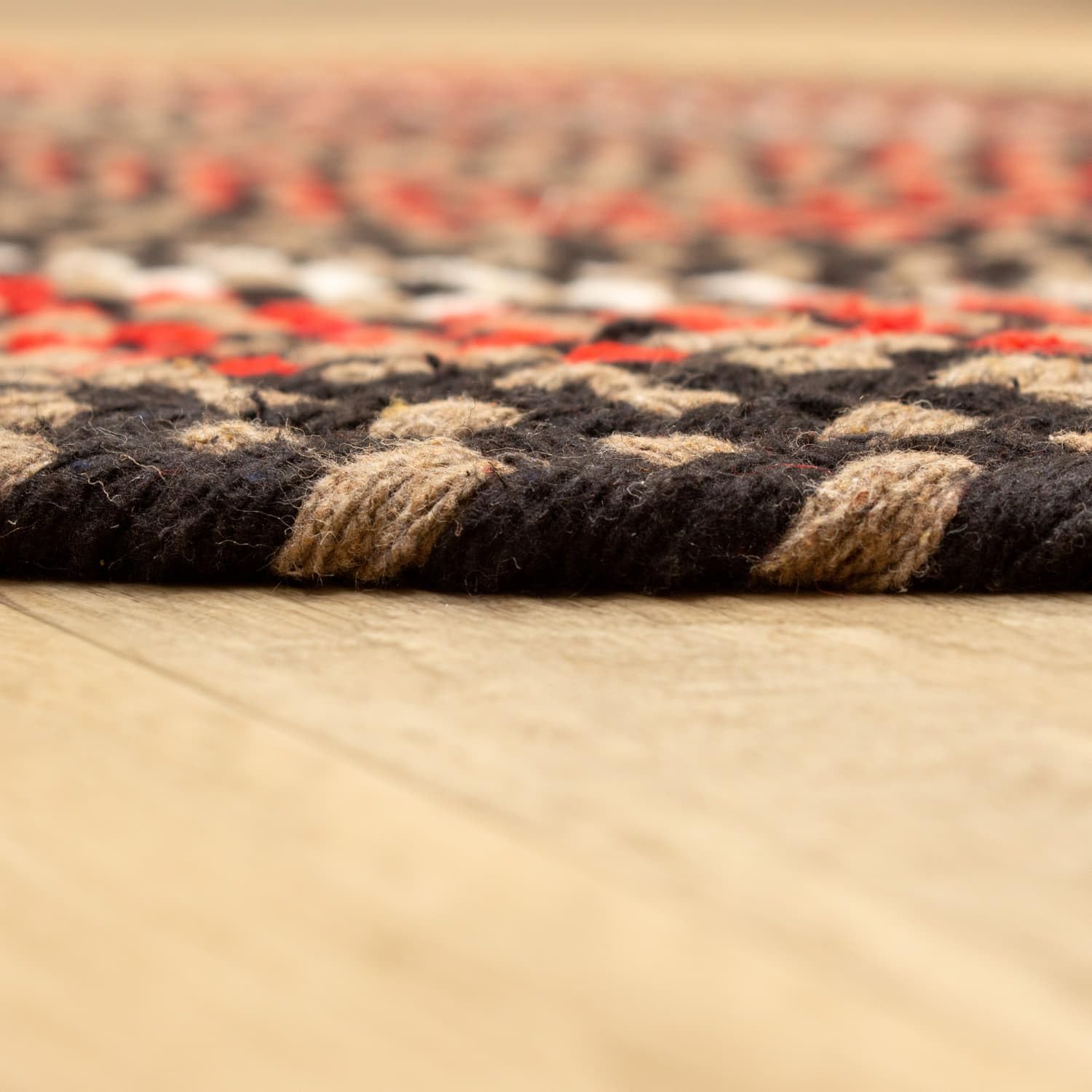 Super Area Rugs Alfombra trenzada ovalada ovalada de 3 x 5 pies, color negro, para entrada, cocina, baño, reversible, rústica, campestre, primitiva,