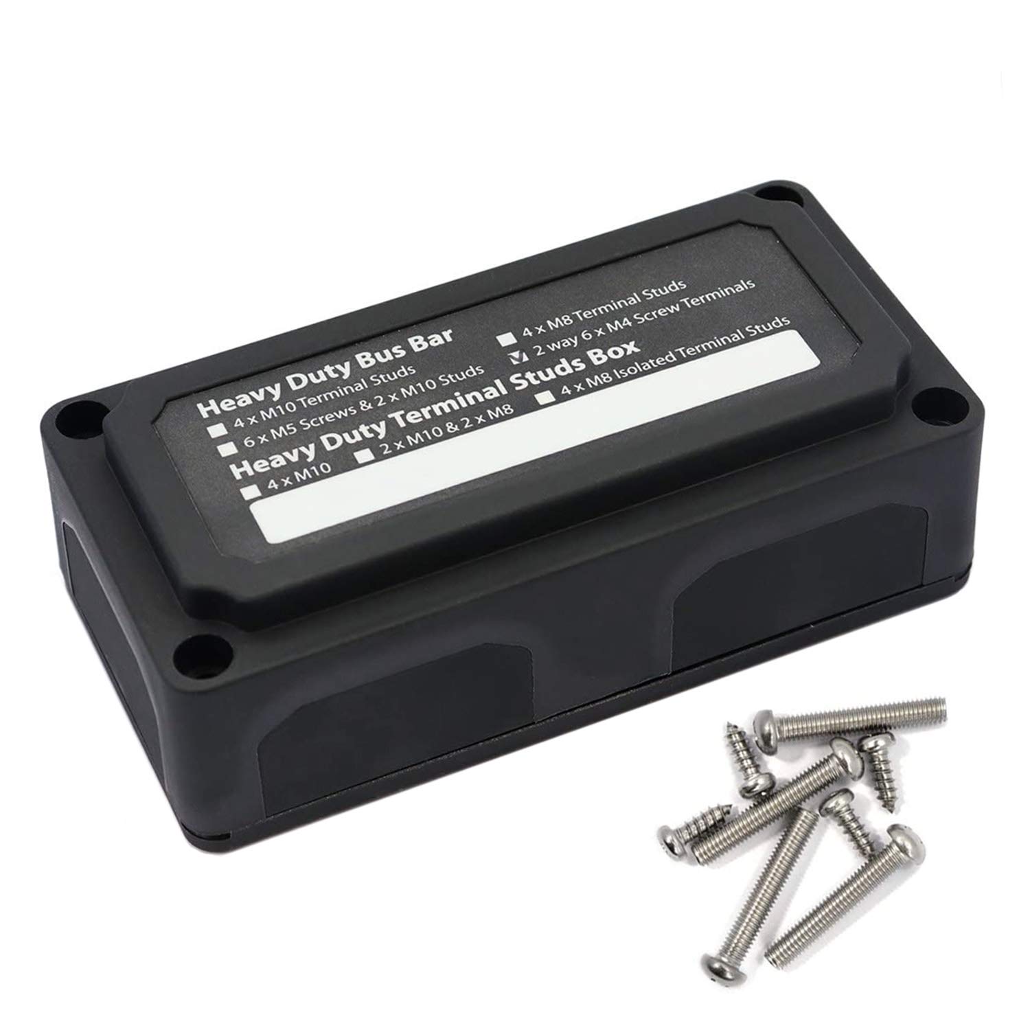 Cllena Tornillos de 14 pulgadas, bloque de distribución de energía de 48 V, 100 A, M6, bloque de conexiones de batería, barra de autobús resistente