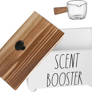 CHONIC Contenedor potenciador de aroma de lavandería, organización de almacenamiento de cuentas de aroma de granja, dispensador de madera rústica CHONIC Contenedor potenciador de aroma de lavandería, organización de almacenamiento de cuentas de aroma de granja, dispensador de madera rústica