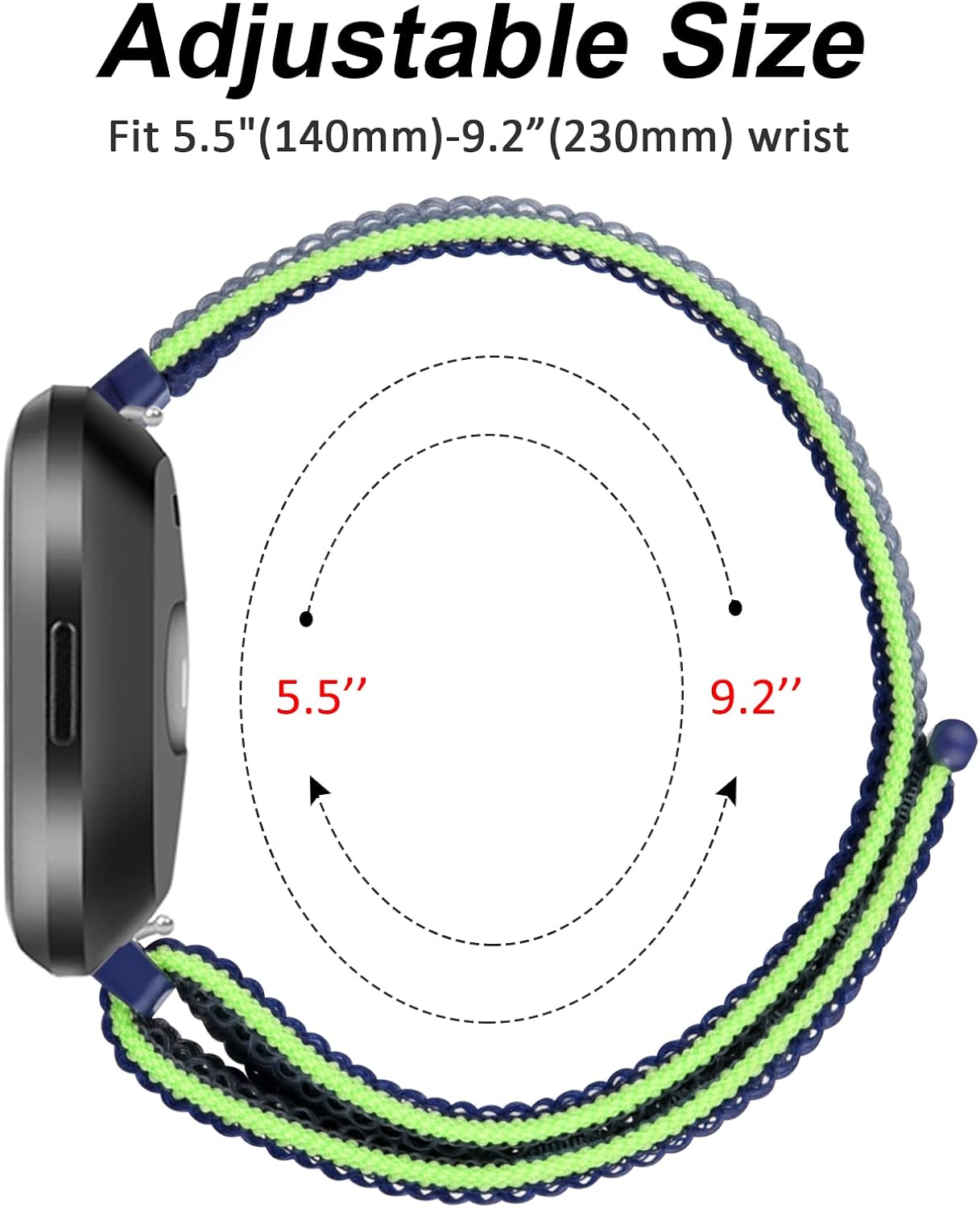 Bandas de nailon compatibles con Fitbit Versa 2, Fitbit Versa Lite, Fitbit Versa, correa de repuesto suave ajustable transpirable para mujeres y