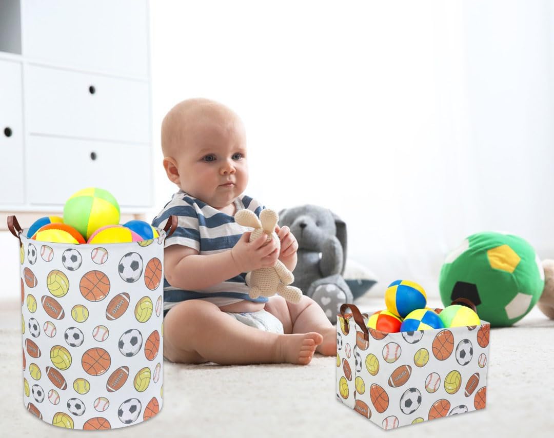 TIBAOLOVER Cesta deportiva para ropa sucia para niños, canasta de baloncesto, fútbol, lavandería, organizador de juguetes, cesta para bebé,