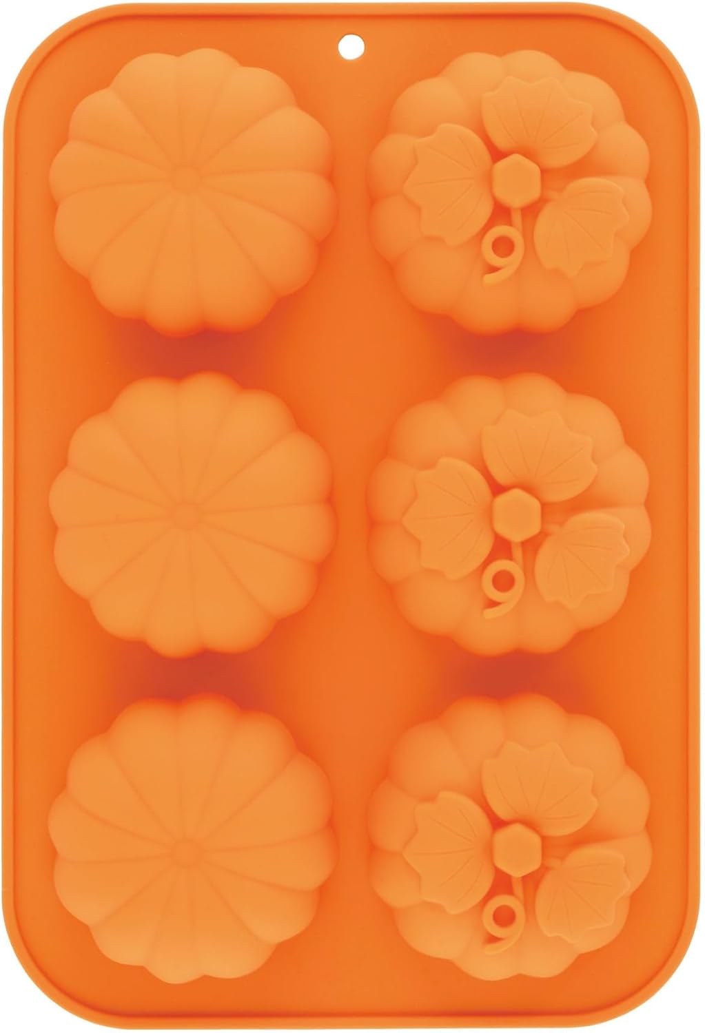 Supreme Housewares Molde de calabaza para pastel de 6 cavidades, juego de 2 moldes de silicona para cupcakes de calabaza, dulces y chocolate, molde