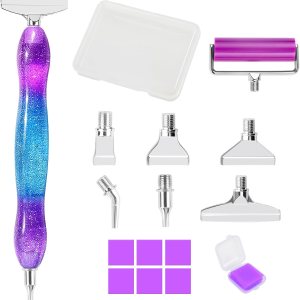 Ninonly Bolígrafo de arte de diamante, bolígrafo de pintura de diamante con 6 puntas de metal, 6 arcilla de pegamento para pintura, rodillo, Ninonly Bolígrafo de arte de diamante, bolígrafo de pintura de diamante con 6 puntas de metal, 6 arcilla de pegamento para pintura, rodillo,