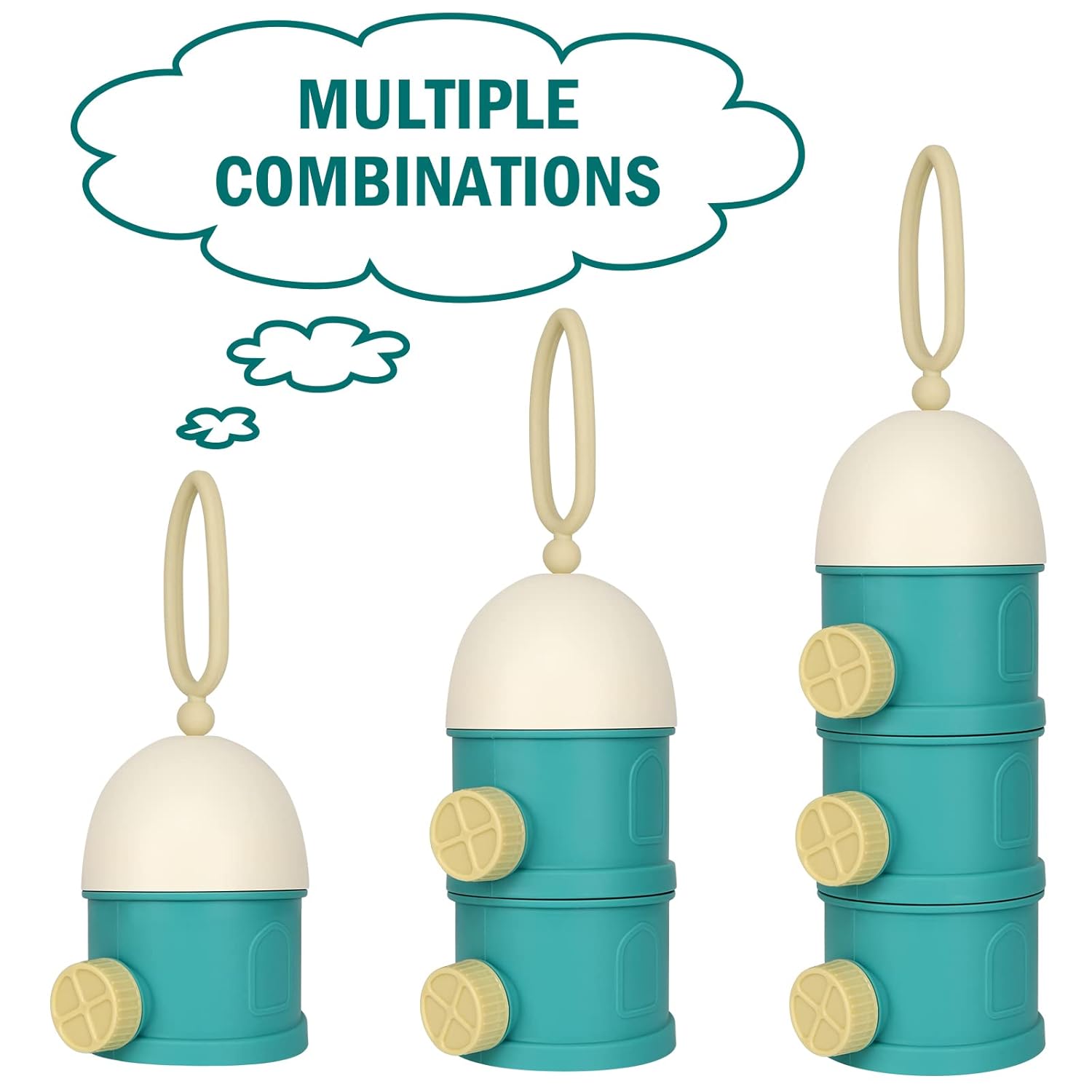 Accmor Dispensador de fórmula para bebés sobre la marcha, 3 capas apilables, antiderrames, para almacenamiento de aperitivos, leche en polvo,