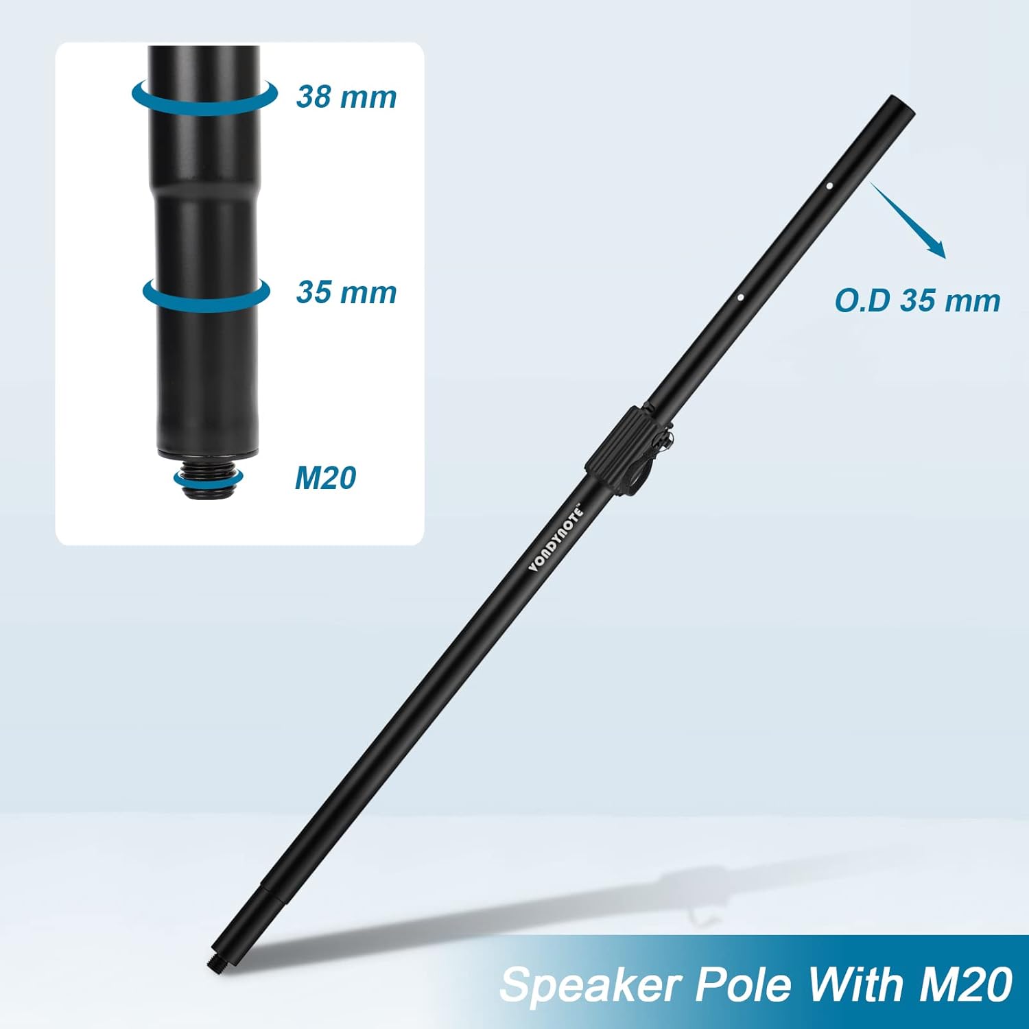 Poste de altavoz múltiple para subwoofer con ajuste de altura para montaje roscado M20 y montaje de 1.378 in con bolsa de transporte, juego de 2