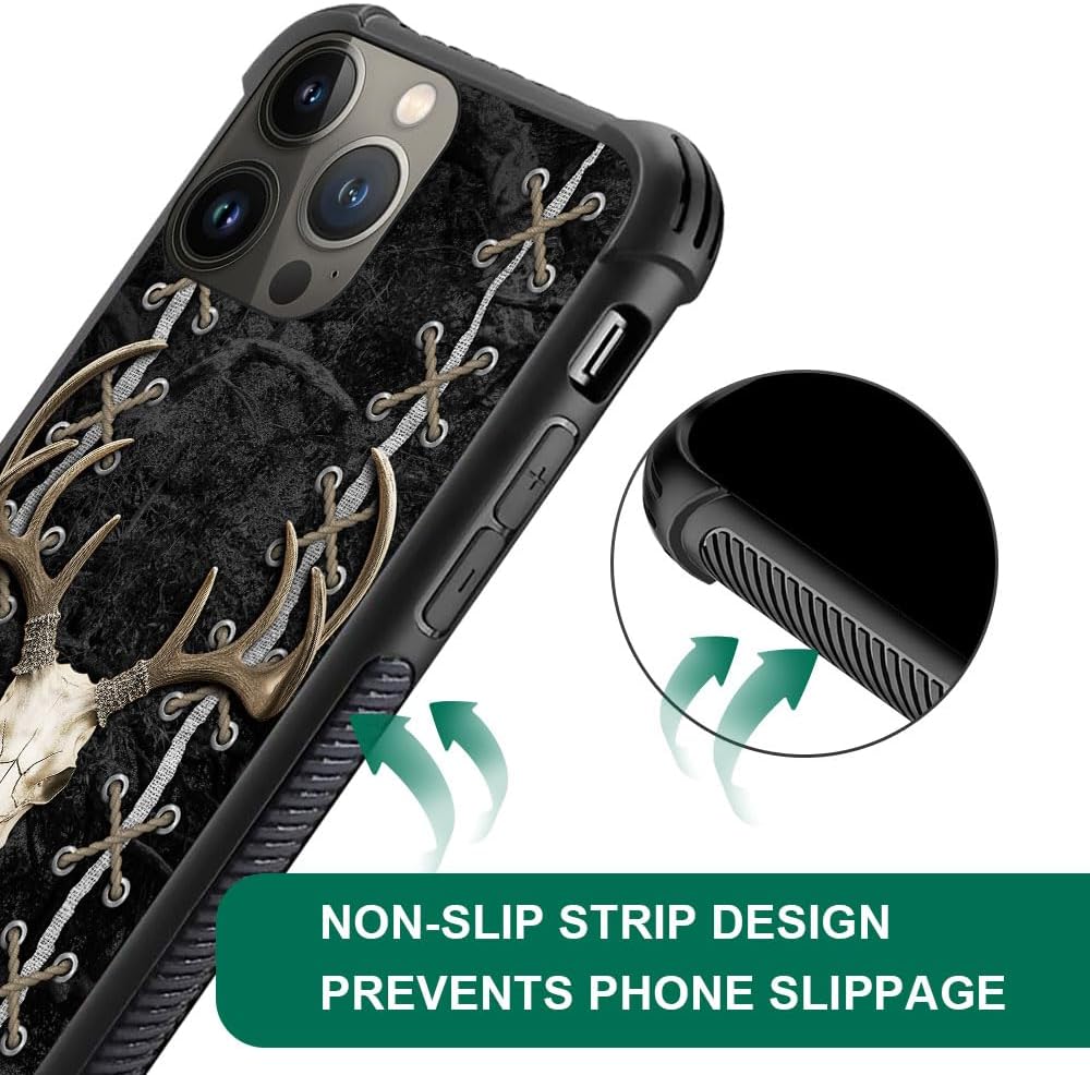 DAIZAG Funda compatible con iPhone 15 Deer Skull Hunter Caza Teléfono Caso a prueba de golpes suave TPU Funda para iPhone 15