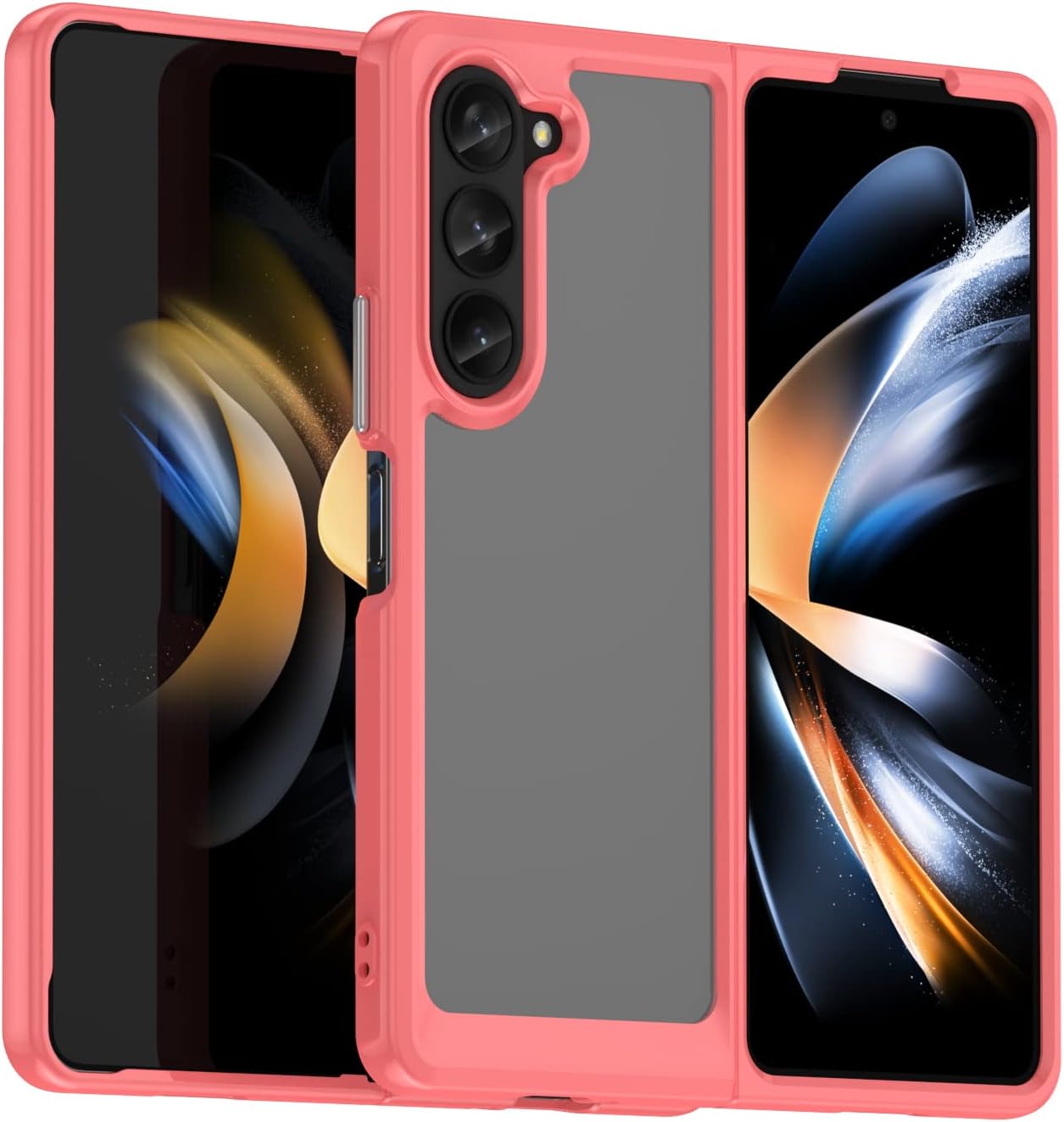 Funda para Samsung Galaxy Z Fold 5 5G Acrílico transparente + TPU Funda protectora transparente sin amarillamiento (rojo)