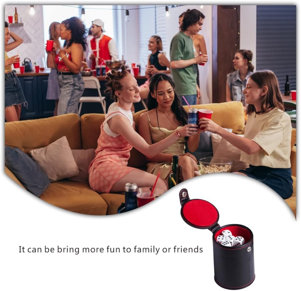 Taza de dados de piel sintética, herramienta de almacenamiento de dados con forro de fieltro de moda, agitador de dados silencioso para disfrutar