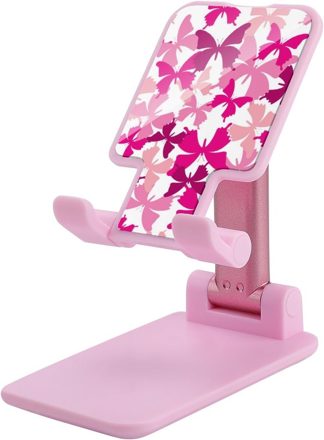 Cáncer de mariposa rosa sobre el soporte del teléfono celular Soporte plegable del teléfono titular de la tableta del soporte para el escritorio