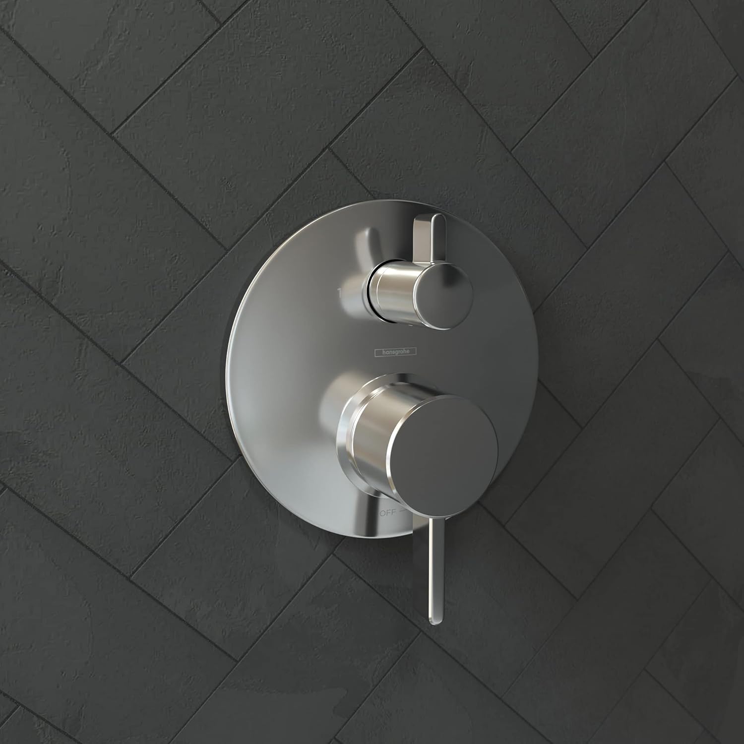 hansgrohe Ecostat Modern 27458003 – Válvula de ducha de equilibrio de presión de 7 pulgadas de ancho y 1850181, iBox Plus con topes de servicio y