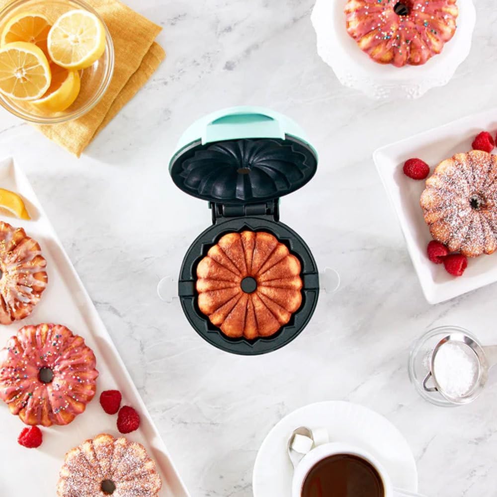 Mini Bundt – Máquina para hacer pasteles de lava, tostadora, máquina de pastel de lava giratoria eléctrica de 350 W para pastel de chocolate, pastel