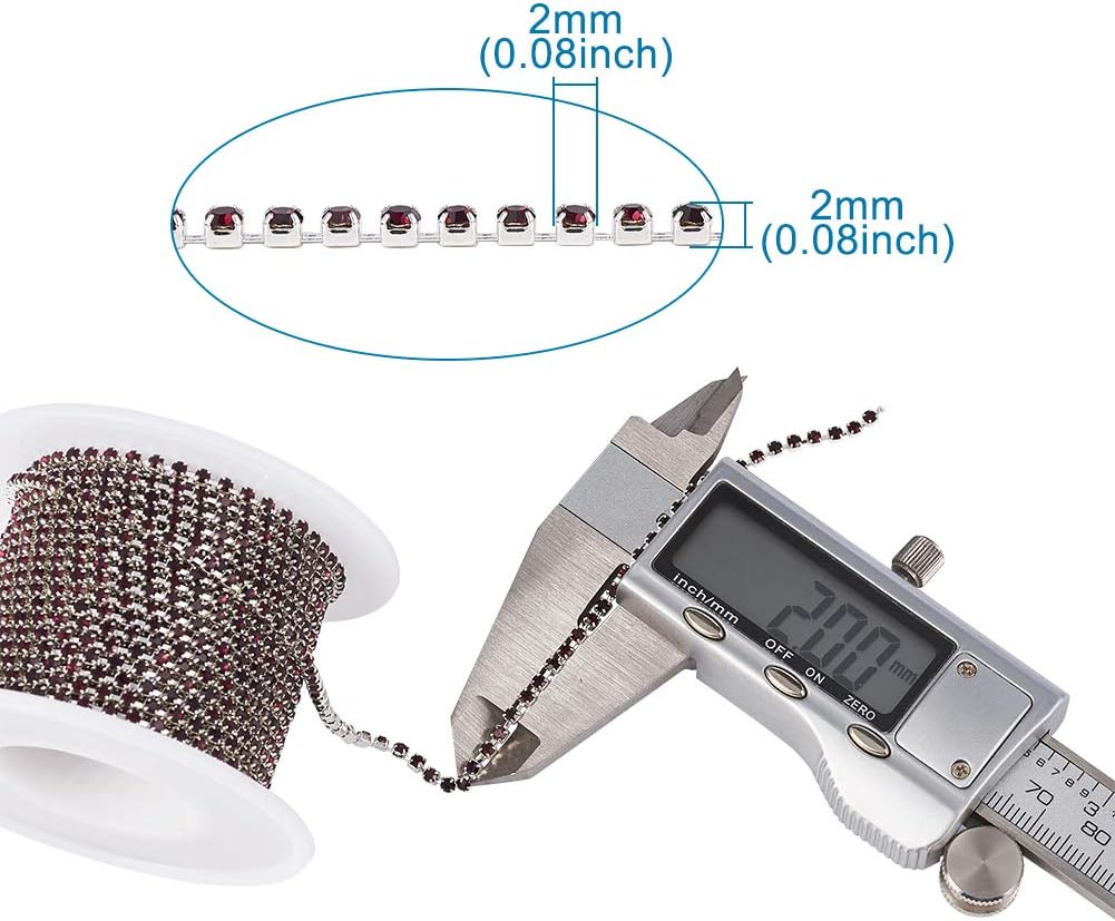 Mega Pet Cadenas de latón con diamantes de imitación de 10 yardas, cadena de cristal de amatista de 0.079 pulgadas para ropa de boda, costura y