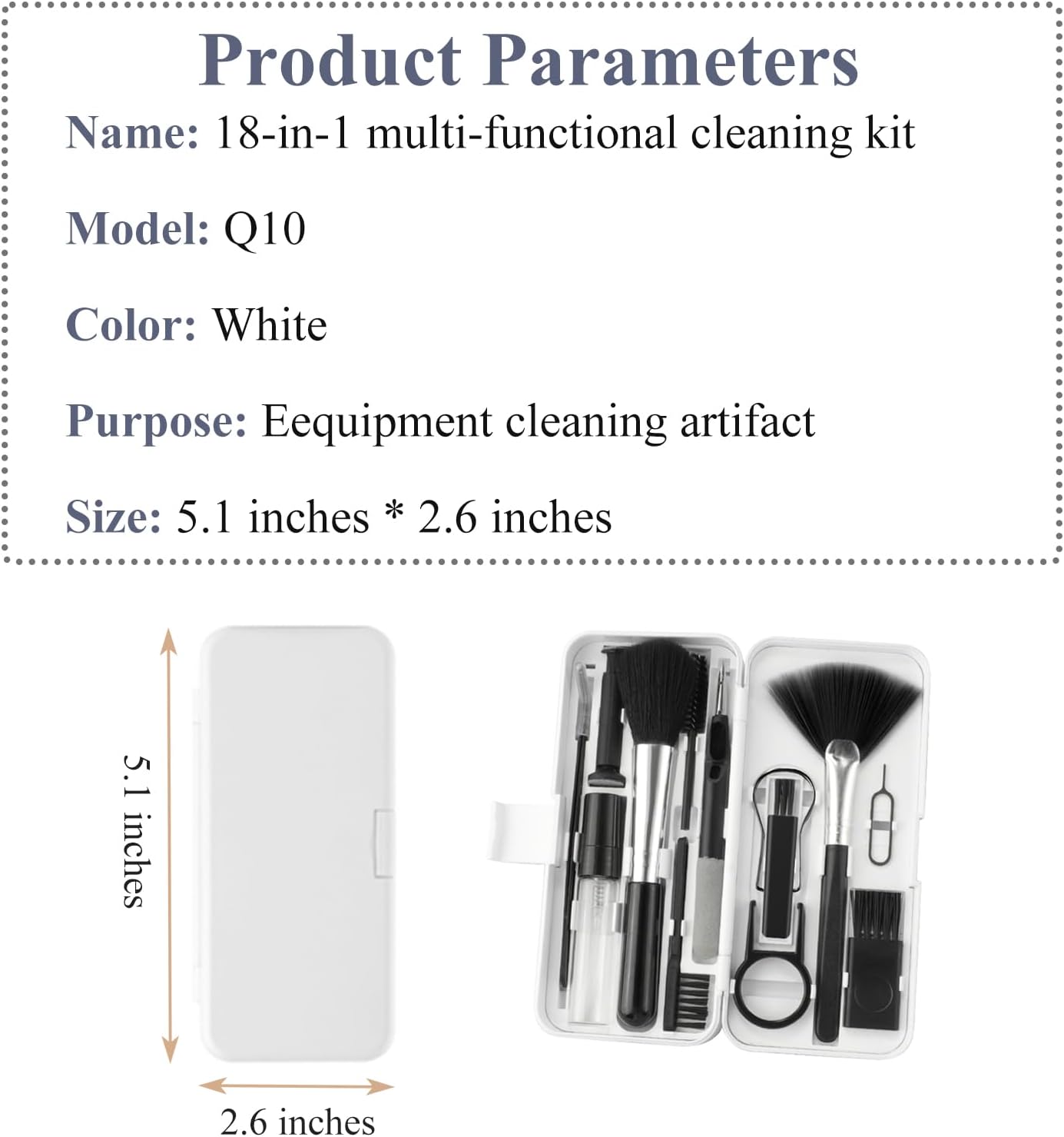 Kit de limpieza de cámara 18 en 1, pequeños accesorios multiherramienta con plumero de computadora, removedor de teclas de teclado, aerosol al