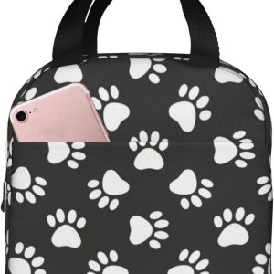 Bolsa de almuerzo con estampado de patas de perro, bolsa compacta con huellas de animales, reutilizable, contenedor para mujeres, hombres, escuela, Bolsa de almuerzo con estampado de patas de perro, bolsa compacta con huellas de animales, reutilizable, contenedor para mujeres, hombres, escuela,
