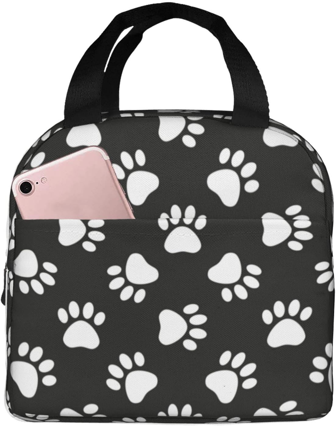 Bolsa de almuerzo con estampado de patas de perro, bolsa compacta con huellas de animales, reutilizable, contenedor para mujeres, hombres, escuela,