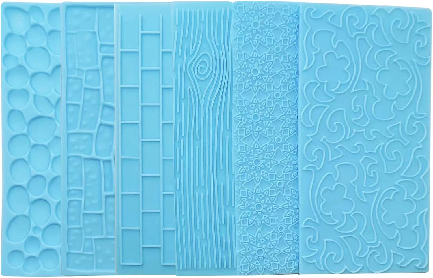 Juego de 6 alfombrillas de impresión de fondant, juego de moldes para decoración de tartas, corteza de árbol en relieve, diseño de textura de