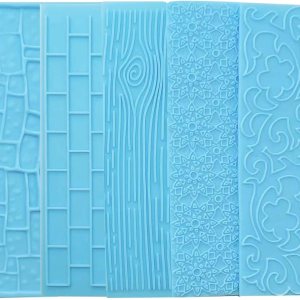 Juego de 6 alfombrillas de impresión de fondant, juego de moldes para decoración de tartas, corteza de árbol en relieve, diseño de textura de Juego de 6 alfombrillas de impresión de fondant, juego de moldes para decoración de tartas, corteza de árbol en relieve, diseño de textura de