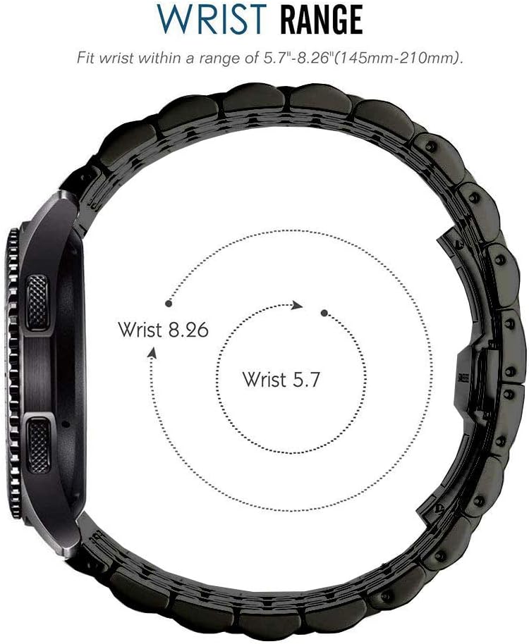 Correa compatible con Galaxy Watch de 1.81 pulgadas  Galaxy 3 de 1.77 pulgadas, 0.87 pulgadas, correa de repuesto de metal de acero inoxidable
