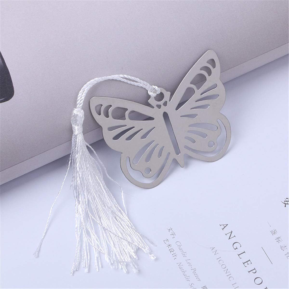 12 marcapáginas de metal de mariposa plateada con caja de regalo, para regalo de devolución de baby shower y regalo de boda (12)
