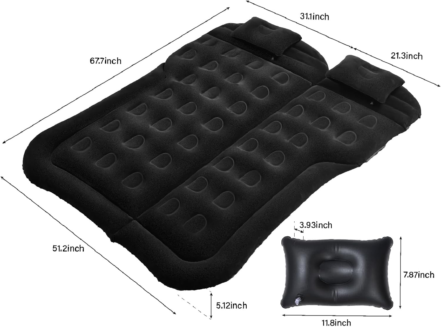 NovelBee Colchón de aire SUV asiento trasero inflable cama de coche colchón de camping, colchón portátil para dormir para el hogar viajes camping