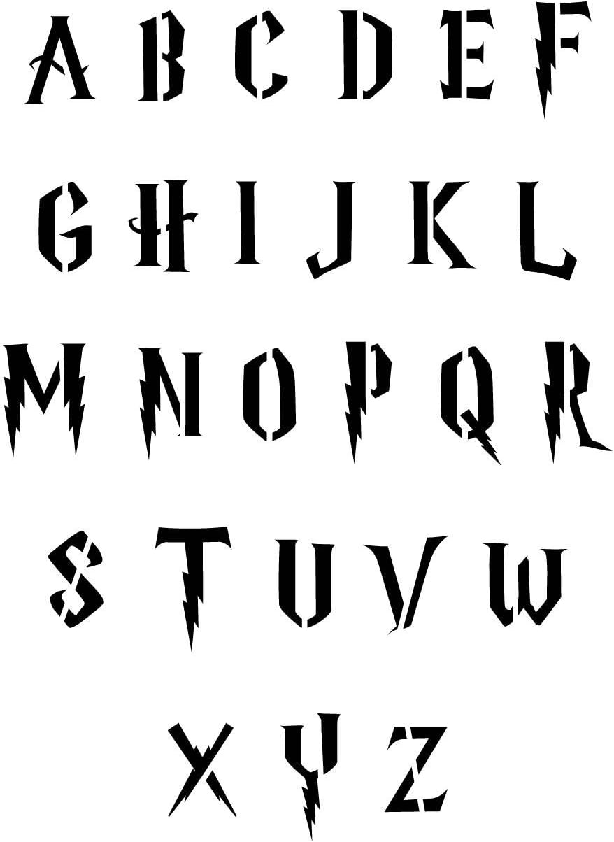 Kit de plantillas de letras estilo Harry Potter, juego completo de plantillas de alfabeto de plástico, Mylar duradero de 10 mil (juego completo de 2