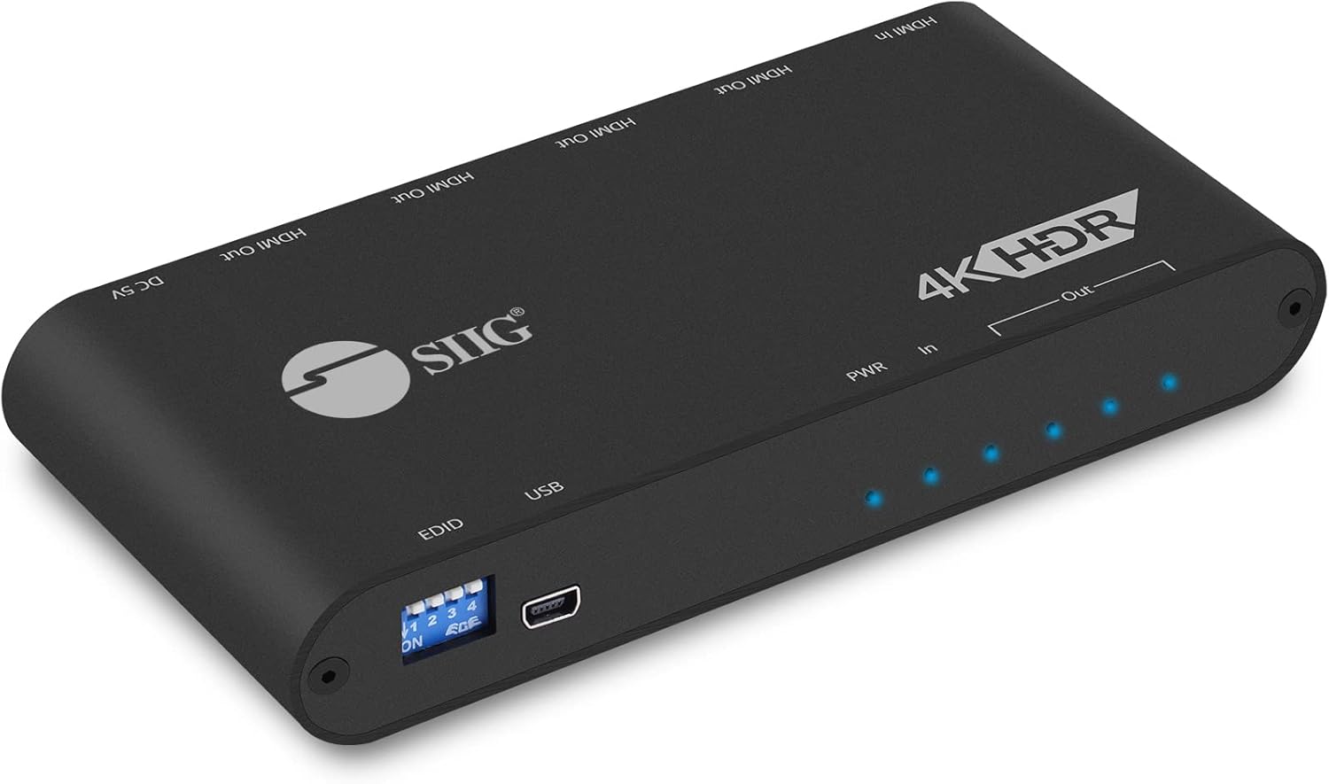 SIIG Divisor HDR 1×4 HDMI 4K 60Hz con gestión EDID  YUV 444 8 bits  YUV 420 10bit  HDMI 2.0, HDCP 2.2, 18Gbps  Escalado automático, bajo calor, en