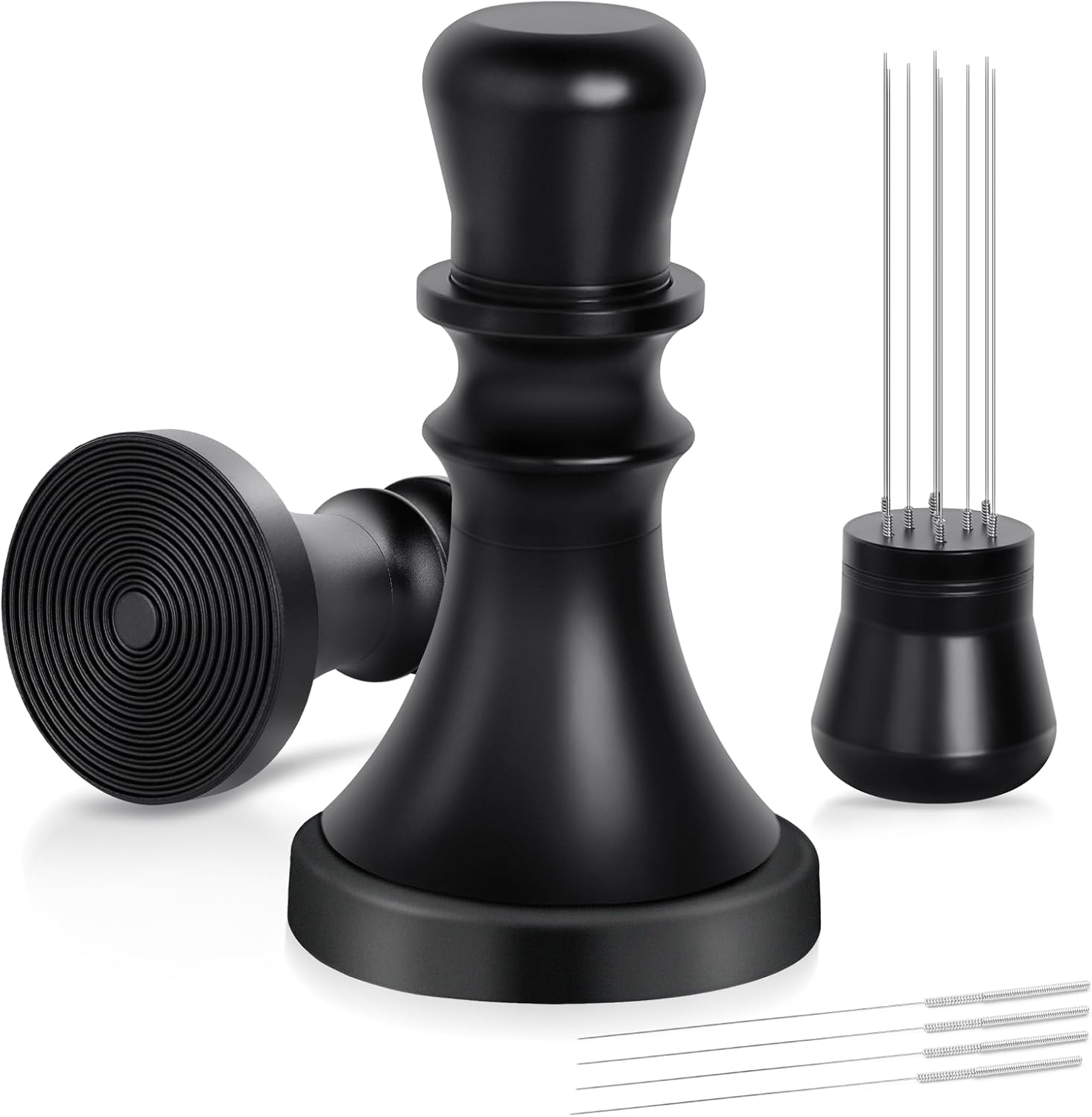 2 en 1 herramienta WDT mejorada Espresso con base de ondulación de café, juego de herramientas de distribución de expreso, 10 agujas de acero