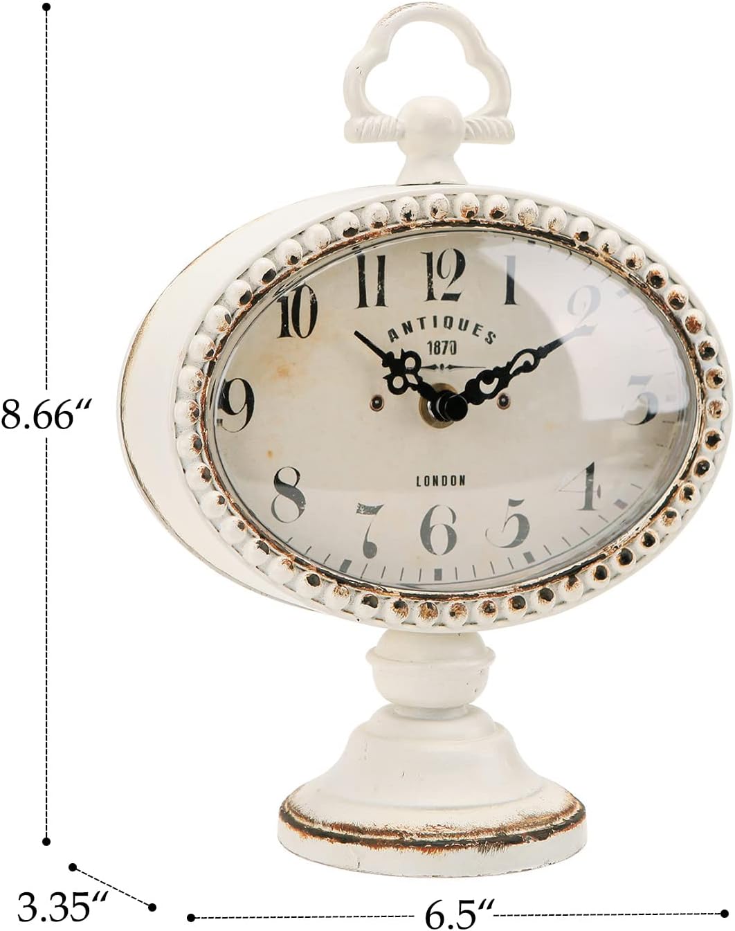 NIKKY HOME Reloj de mesa vintage con cuentas, estante silencioso de escritorio, funciona con pilas, diseño antiguo, elegante decoración del hogar