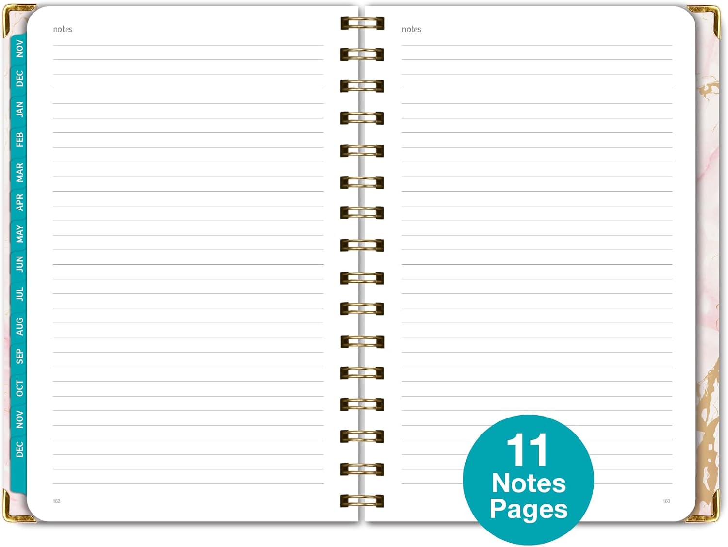 Agenda 2024 de tapa dura (noviembre de 2023 a diciembre de 2024) agenda diaria, semanal, mensual y anual, de 5.5 x 8 pulgadas, marcapáginas, carpeta